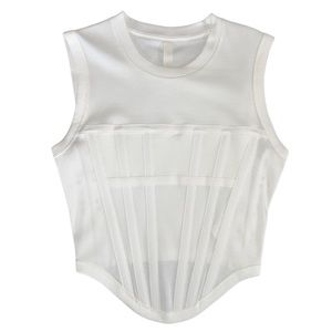 [DION LEE] White Rib Corset Tank Top